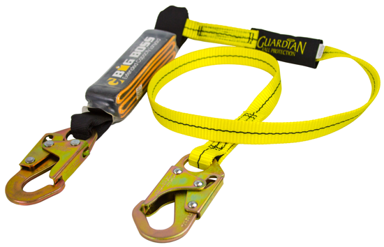 Guardian Big Boss Lanyard, 6 ft. Single Leg w/ Snap Hooks, Ext. Shock Pack