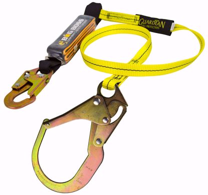 Guardian Big Boss Lanyard, 6 ft. Single Leg w/ Snap Hook, Rebar Hook, Ext. Shock Pack