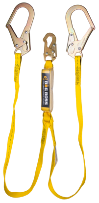  Guardian Big Boss Lanyard, 6 ft. Double Leg w/ Snap Hook, Rebar Hooks, Ext. Shock Pack