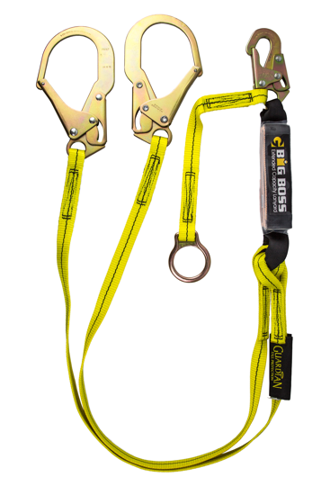 Guardian Big Boss Lanyard, 6 ft. Double Leg w/ Rebar Hooks, 18" Extension, D-ring