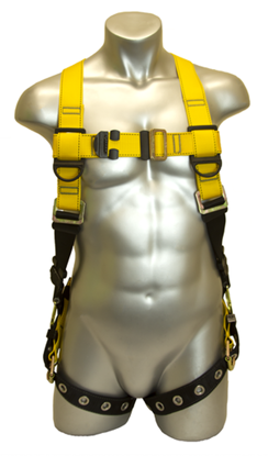 Guardian Series 1 Full-Body Harness, Pass-Through Chest, Tongue-Buckle Legs, Side D-Rings, Front