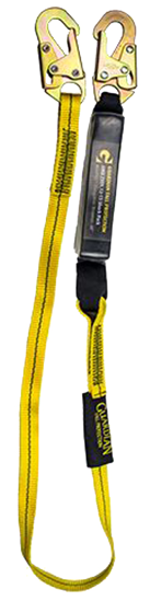 Guardian External Shock Lanyard, 4 ft. Single Leg w/ Snap Hooks, Ext. Shock Pack