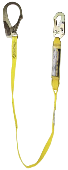 Guardian External Shock Lanyard, 4 ft. Single Leg w/ One Rebar Hook, One Snap Hook, Ext. Shock Pack