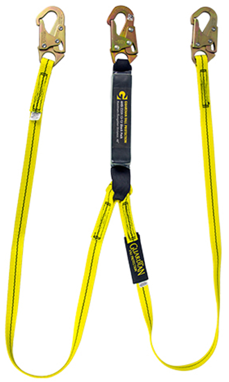 Guardian External Shock Lanyard, 4 ft. Double Leg w/ Snap Hooks, Ext. Shock Pack
