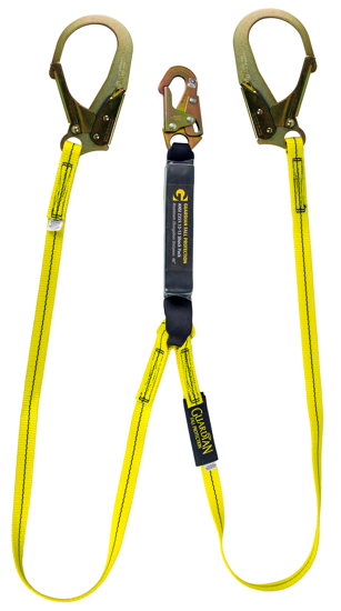 Guardian External Shock Lanyard, 6 ft. Double Leg w/ Rebar Hooks, Snap Hook, Ext. Shock Pack