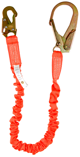 Guardian Shock Absorbing Stretch Lanyard, 4.5 - 6 ft., Single Leg w/ Rebar Hook