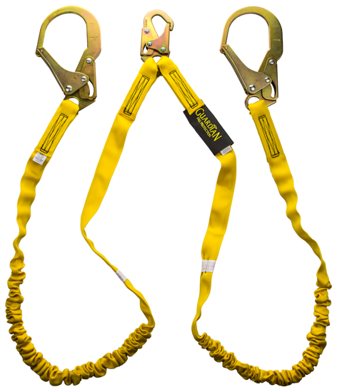  Guardian Internal Shock Lanyard, 6 ft. Double Leg w/ Rebar Hooks
