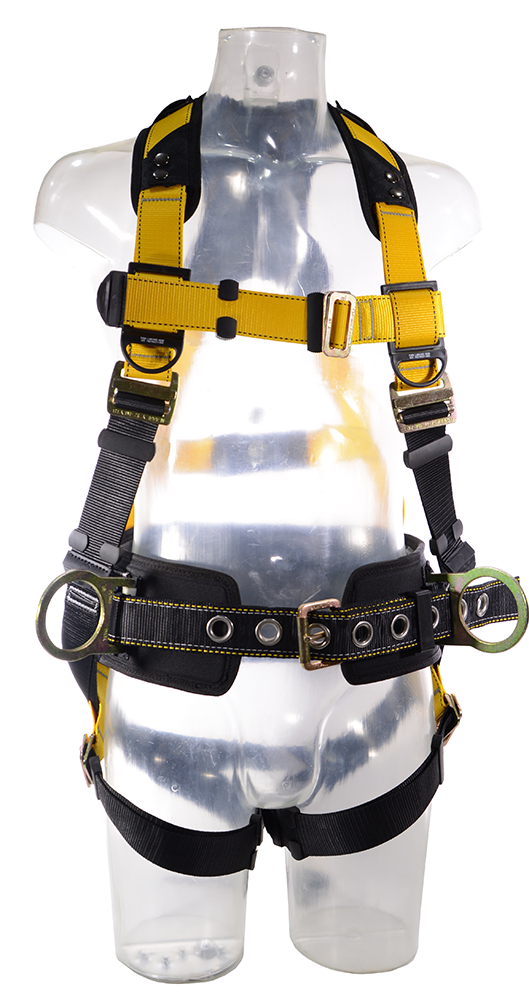 Small Guardian Fall Protection 181110 Basic HUV Premium Edge Series Harness with Pass-Thru Chest Buckles and Leg Tongue Buckles Black/Red