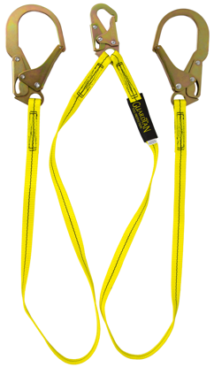 Guardian Non-Shock Absorbing Lanyard, 6 ft. Double Leg w/ Rebar Hook 