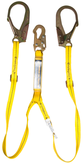 Guardian Shock Absorbing Adjustable Lanyard, 4 - 6 ft. Double Leg w/ Rebar Hooks