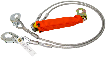 Guardian Coated Cable Lanyard, 6 ft. Double Leg w/ Removable Flame Resistant Cover