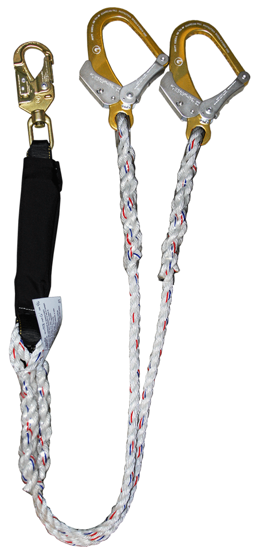 Guardian Rope Lanyard, 6 ft. Double Leg w/ Aluminum Rebar Hooks, Snap Hook,  01131