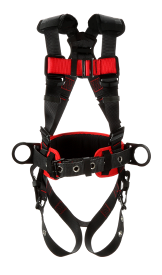 Protecta P200 Construction Positioning Safety Harness, Pass-Through Chest, Tongue-Buckle Legs, Side D-Rings, Front