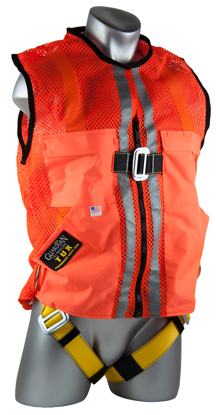 Construction Tux Harness, Pass-Through Chest and Legs, Side D-Rings, Orange Mesh, Front