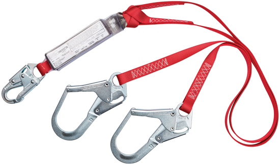Protecta PRO Pack Shock Absorbing Lanyard, 6 ft. Twin-Leg w/ Steel Rebar Hooks