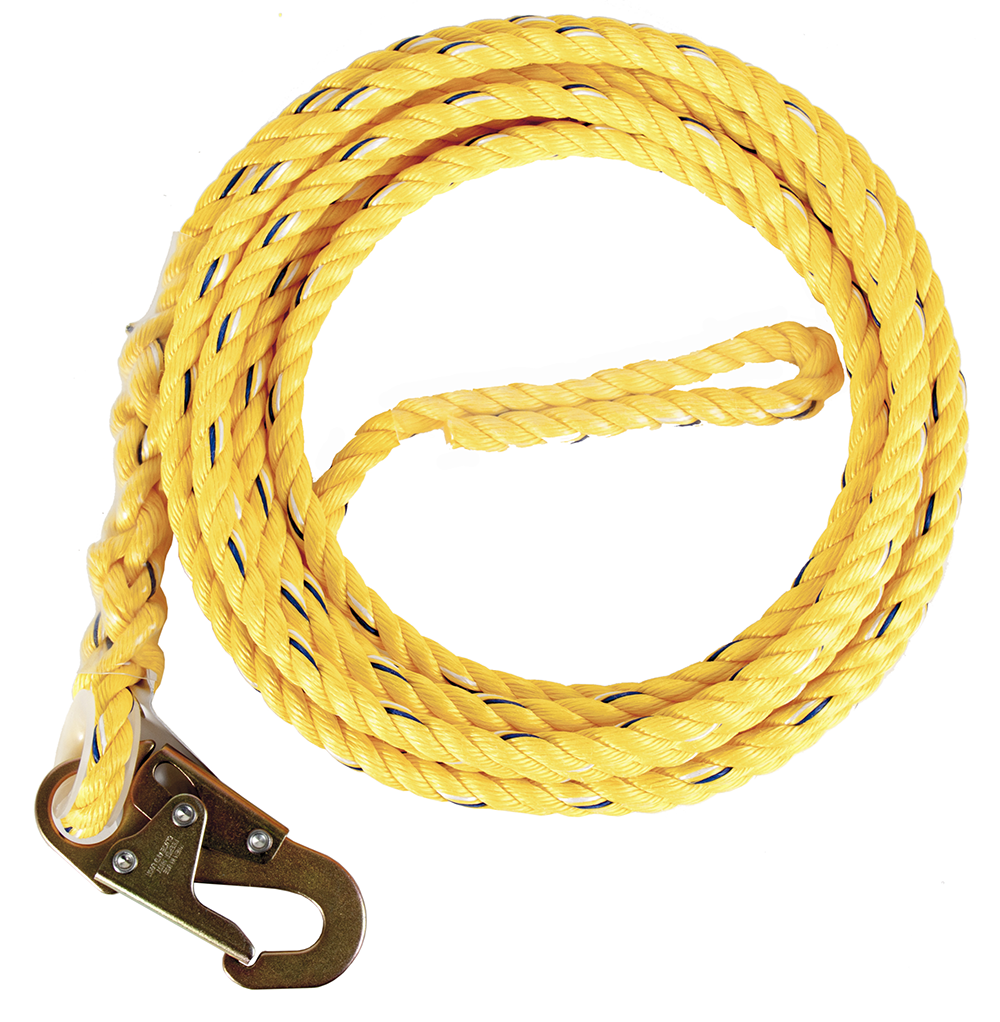 100-Foot Guardian Fall Protection 11333 VL58-100 Standard 5/8 Inch Thick 3 Strand White Polydac Rope with Snaphook End
