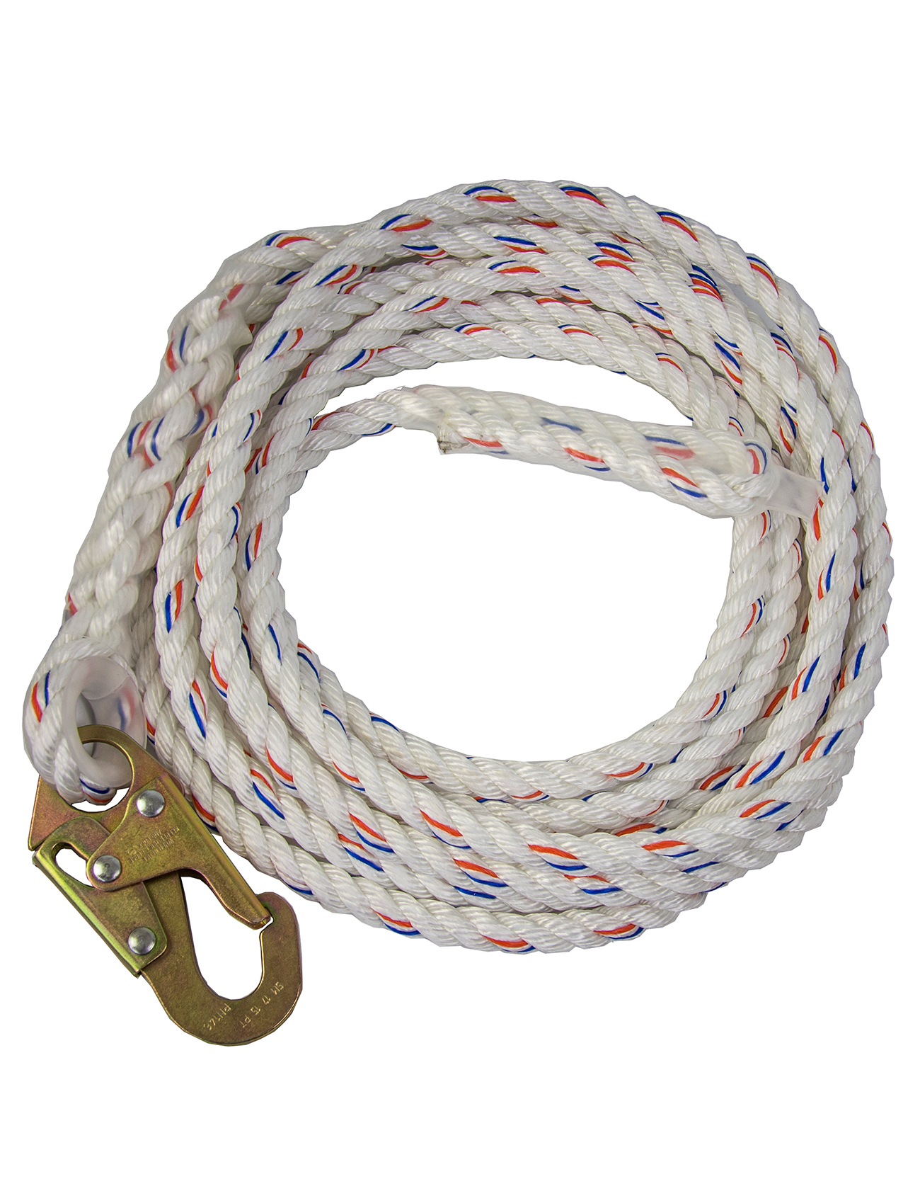 Guardian 11330 - White Polydac Rope with Snap Hook End - 30'L