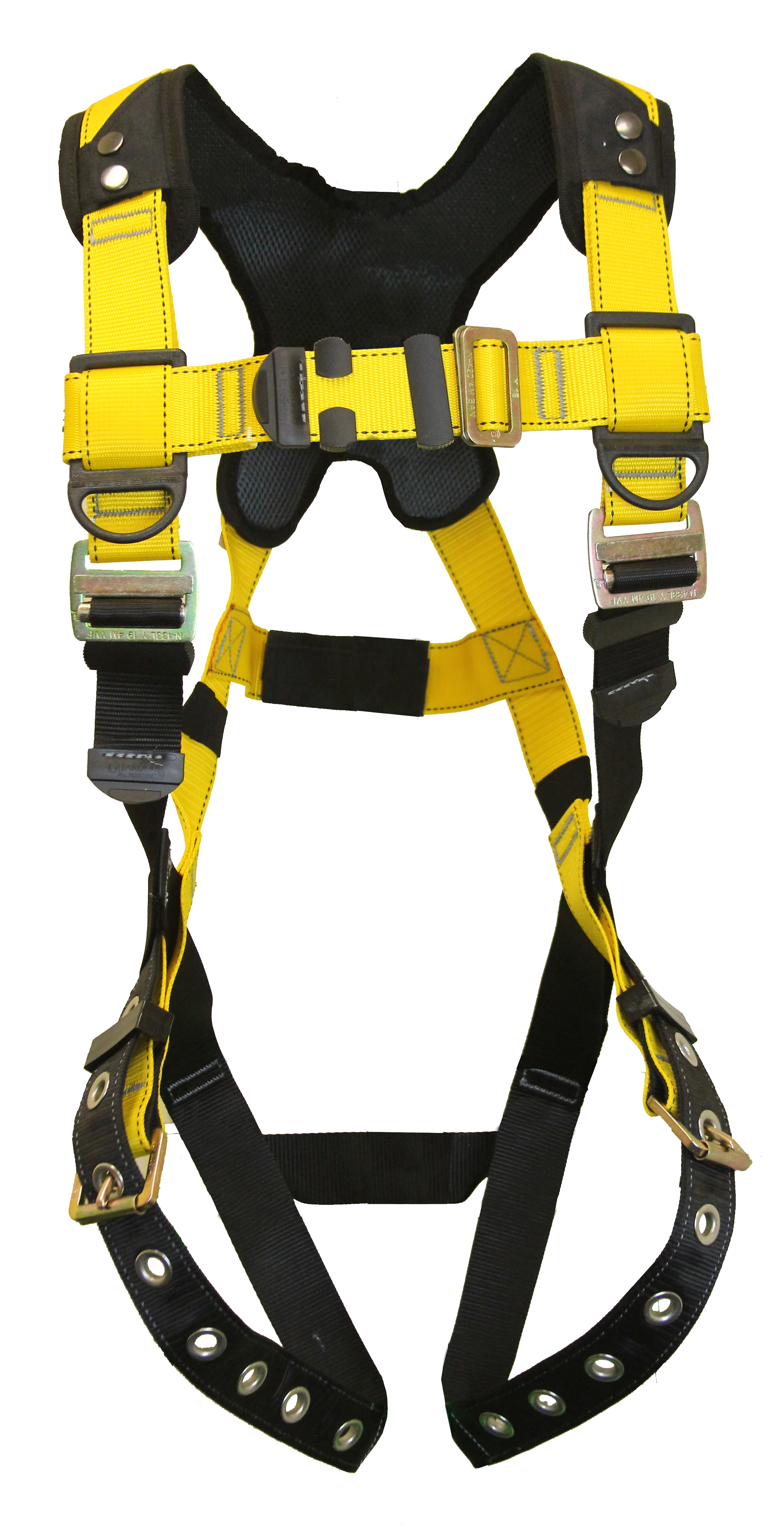 Guardian Fall Protection 181122 Basic HUV Premium Edge Series Harness with Pass-Thru Chest Buckles and Leg Tongue Buckles Black/Yellow XXL 